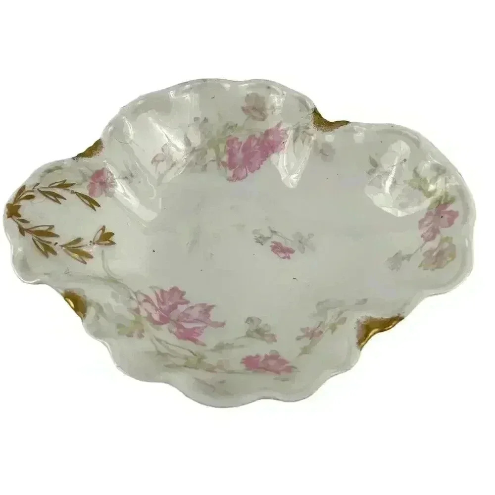 Porcelain Scalloped Oval Serving Dish Floral Antique Haviland & Co Limoges